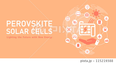 ペロブスカイト太陽電池 ベクターバナーイラスト 115219388