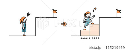 困難な目標をスモールステップで達成する女子生徒のイラストのイラスト素材 [115219469] - PIXTA