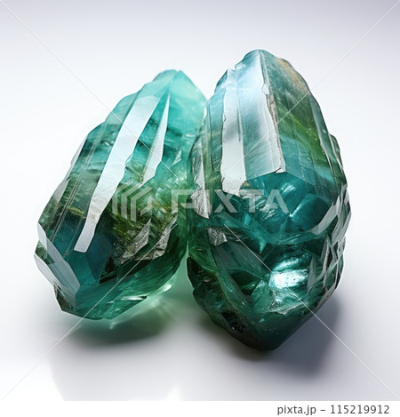 Blue tourmaline on white background. Crystal. 115219912