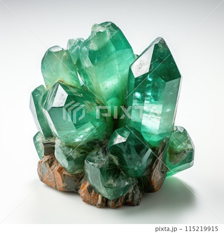 Emerald semigem geological mineral isolated on the white background. 115219915