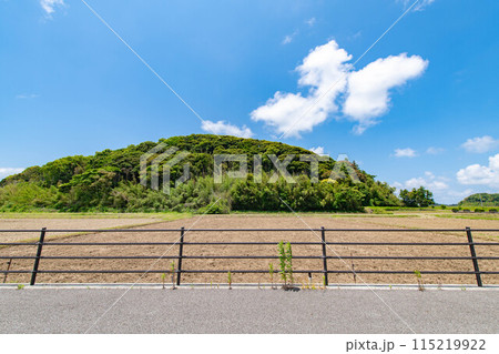 田舎の畑が広がる景色と青い空 田舎の畑が広がる景色と青い空 115219922