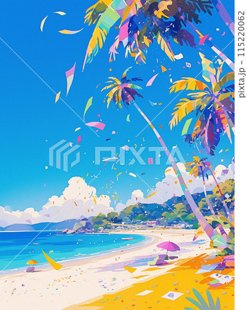 夏 ビーチ 80年代 南国イメージ 夏 ビーチ 80年代 南国イメージ 115220062