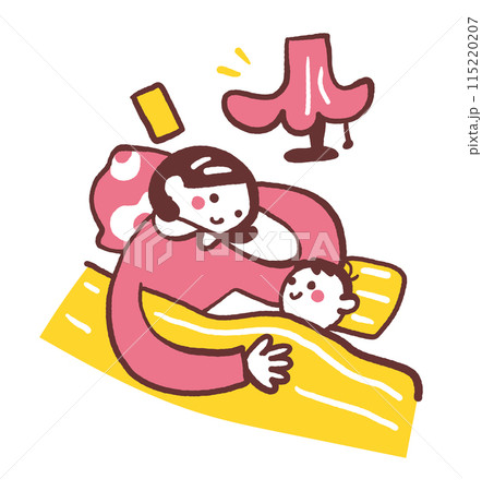 子供を寝かしつける若い母親 イラスト素材 子供を寝かしつける若い母親 イラスト素材 115220207