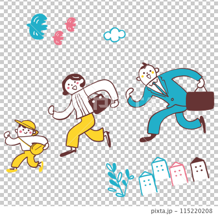 Stock image of a set of parents and children walking happily and leading a social life Stock image of a set of parents and children walking happily and leading a social life 115220208