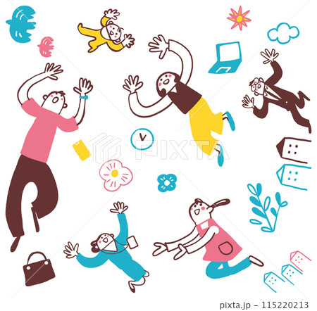 子育てと子育て支援　セットのストック素材 115220213