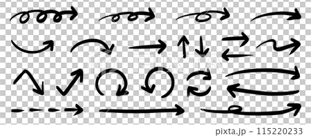 Simple hand-drawn arrow set black vector 115220233