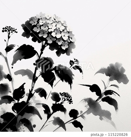 アジサイ 水墨画のイラスト素材 [115220826] - PIXTA