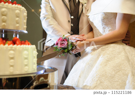 ケーキ入刀、ケーキカット、結婚披露宴 115221186