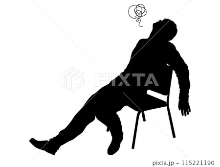 疲れてぐったりするサラリーマン男性のシルエット 全身横向きのイラスト 疲れてぐったりするサラリーマン男性のシルエット 全身横向きのイラスト 115221190