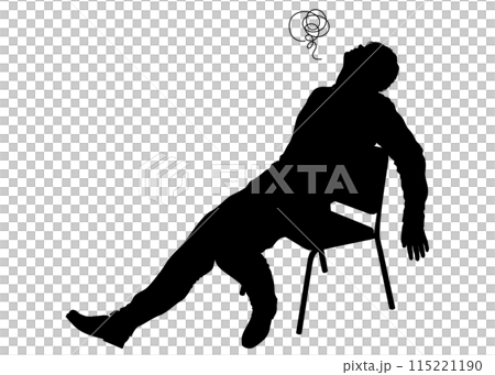 疲れてぐったりするサラリーマン男性のシルエット 全身横向きのイラスト 疲れてぐったりするサラリーマン男性のシルエット 全身横向きのイラスト 115221190
