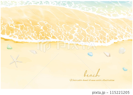 水彩手書きの砂浜と波打ち際の背景 水彩手書きの砂浜と波打ち際の背景 115221205