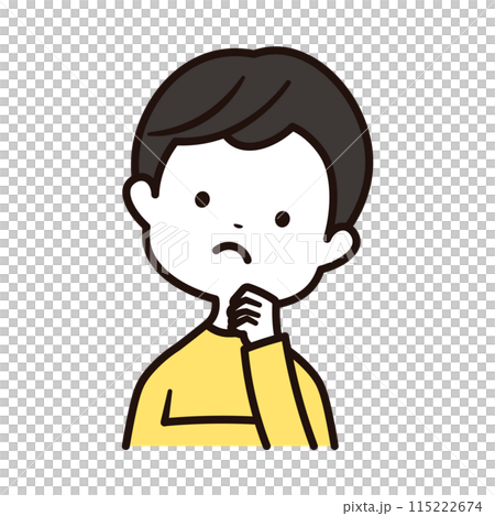 正在思考和反應的男孩上半身圖示插畫素材 正在思考和反應的男孩上半身圖示插畫素材 115222674