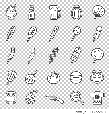 Illustration set of summer festival icons (line drawings) 115222894