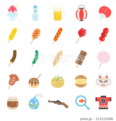 夏祭りのアイコンのイラストセット 115222896