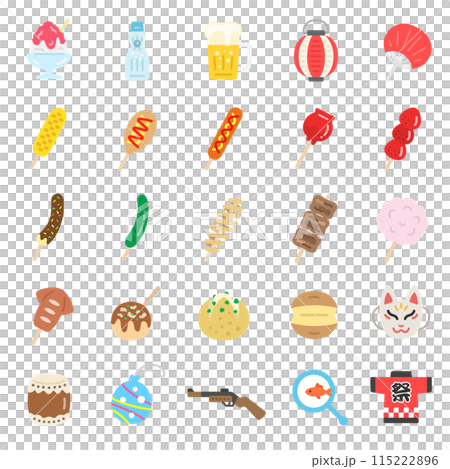 夏祭りのアイコンのイラストセット 115222896