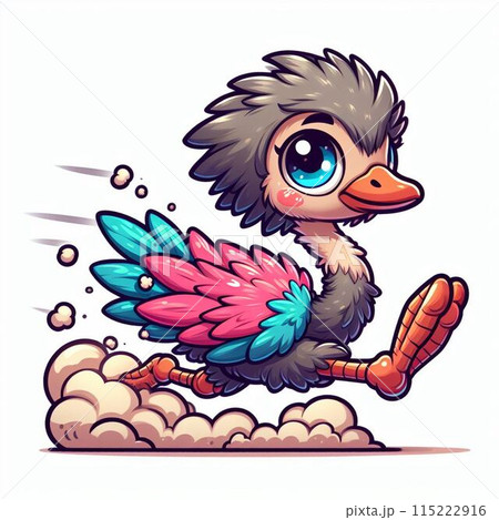 走る青いダチョウ 115222916