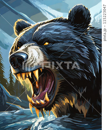 熊　クマ出没　熊出没注意 115223047