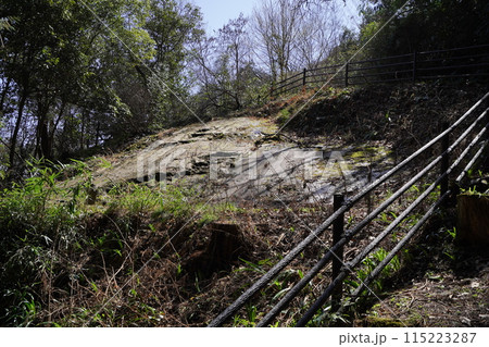 神川町　金鑚（かなさな）神社から御岳山に登る登山道　鏡岩付近から鏡岩を見る　2024年3月30日 115223287