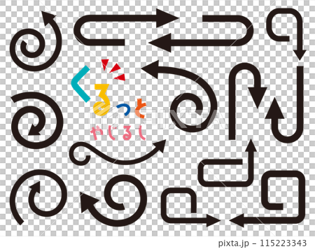 Curved arrow icon set / black Curved arrow icon set / black 115223343