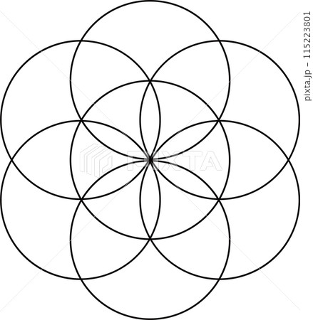 シードオブライフ、スピリチュアルシンボル、ベクターイラスト シードオブライフ、スピリチュアルシンボル、ベクターイラスト 115223801