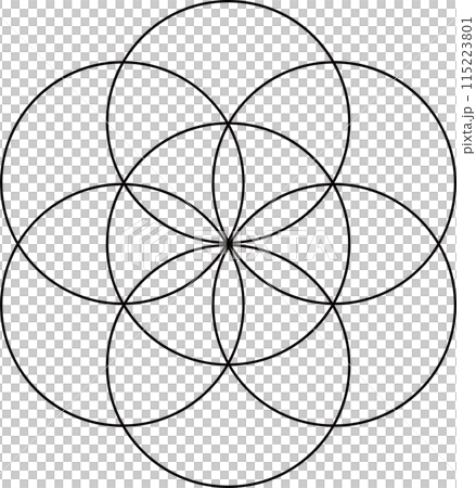 シードオブライフ、スピリチュアルシンボル、ベクターイラスト シードオブライフ、スピリチュアルシンボル、ベクターイラスト 115223801