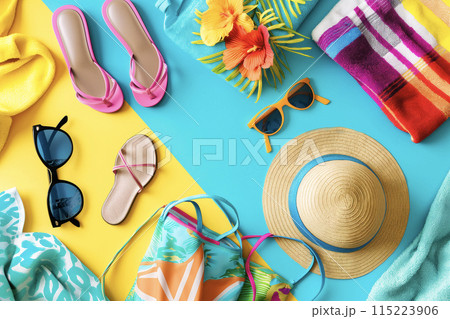 夏のビーチファッションアイテム 夏のビーチファッションアイテム 115223906