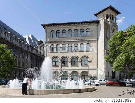 The fountain of Universitate in Bucharest, Romania The fountain of Universitate in Bucharest, Romania 115223988