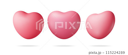 3D set of red heart isolated on white. 115224289
