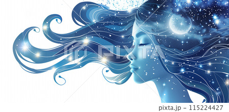 Shining blue virgo zodiac sign illustration on white background 115224427
