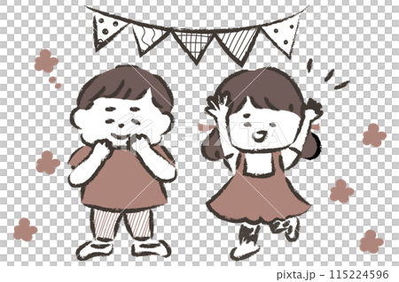 Illustration of cute kindergarten students having fun at a birthday party 115224596