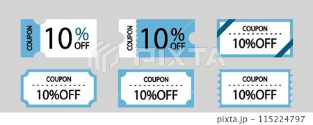 青い割引クーポン券のイラスト 青い割引クーポン券のイラスト 115224797