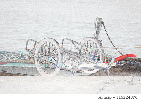 パステル調　”古びたリヤカー”　イラストイメージ 115224870