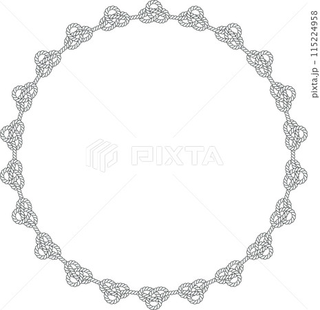 Round rope frame isolated on white background. Twisted cord 115224958