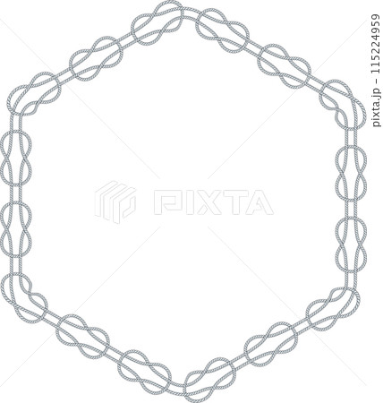 Hexagonal rope frame isolated on white background. Twisted cord. Hexagonal rope frame isolated on white background. Twisted cord. 115224959
