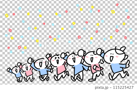 笑顔で熱狂的に盛り上がる女性達　拳を上げる　紙吹雪 115225427