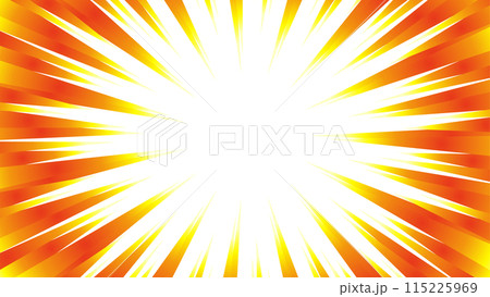 赤と黄色のグラデーションの集中線の素材 115225969