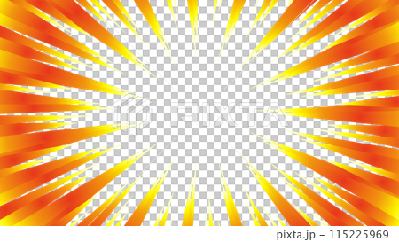 赤と黄色のグラデーションの集中線の素材 115225969