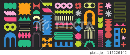 Set of simple abstract geometric shapes, bauhaus contemporary figures 115226142