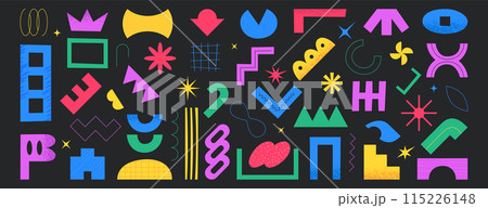 Set of simple abstract geometric and organic freeform shapes in vibrant colors Set of simple abstract geometric and organic freeform shapes in vibrant colors 115226148