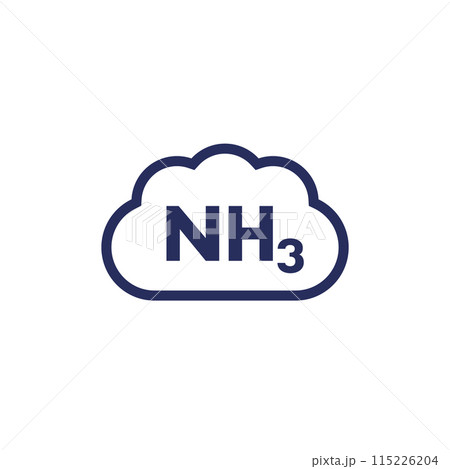 ammonia, NH3 gas icon with cloud on white 115226204