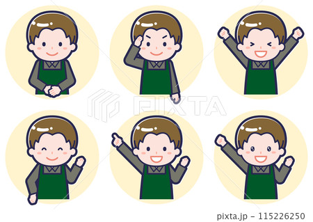 男性カフェ店員のポーズセット_01 115226250