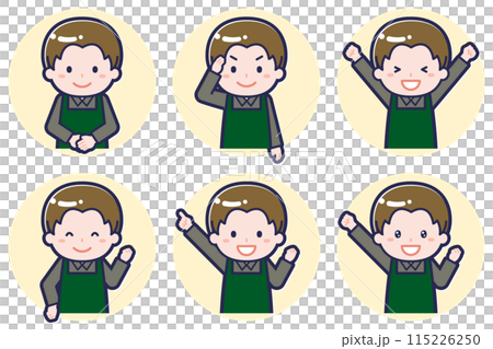 男性カフェ店員のポーズセット_01 115226250