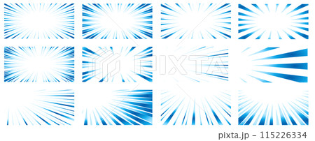 青色のグラデーションの集中線セット 青色のグラデーションの集中線セット 115226334