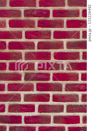 Pink burgundy red paint on brick wall masonry texture background 115226492