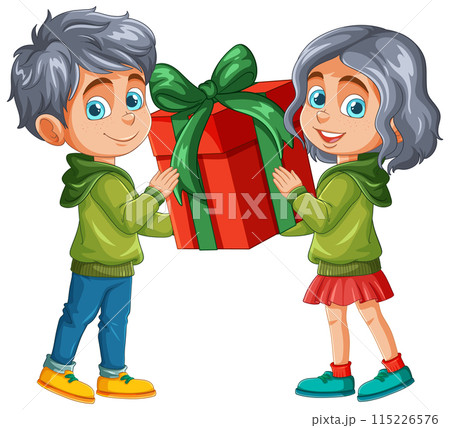 Children Holding a Gift Box 115226576
