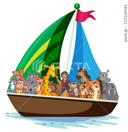 Animals Sailing Together on a Boat Animals Sailing Together on a Boat 115226581