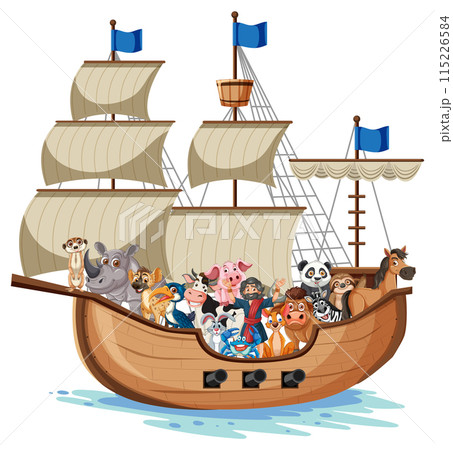 Animals Sailing on a Ship 115226584