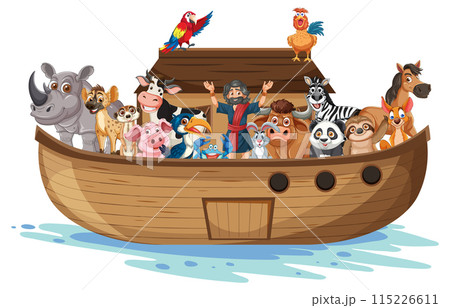 Animals on a Wooden Boat Animals on a Wooden Boat 115226611