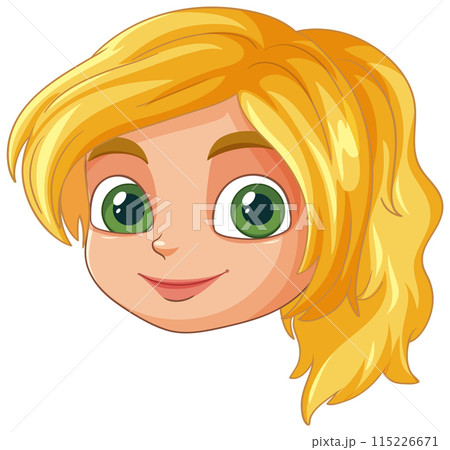 Smiling Blonde Cartoon Kid 115226671