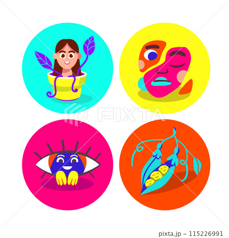 Vector teamwork icons. Growth, people and the eye isolated on white background Vector teamwork icons. Growth, people and the eye isolated on white background 115226991